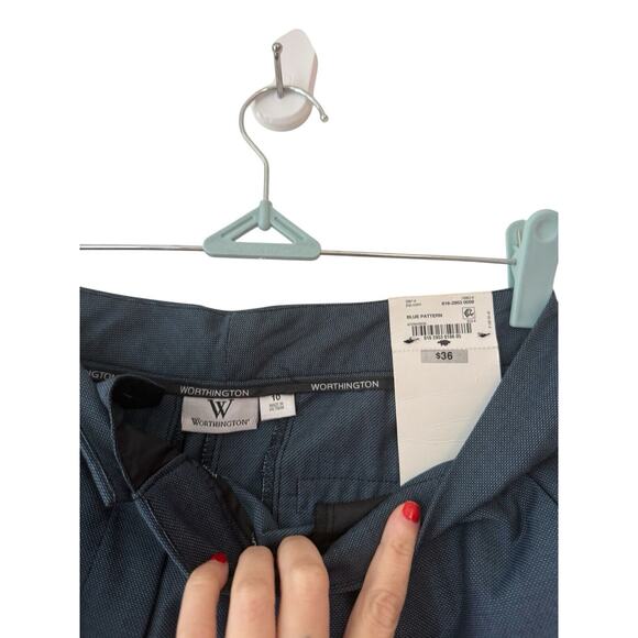 Worthington Women's Size 10 NWT Work Pants Blue Pattern Wide Leg Trousers - Picture 4 of 5